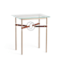 Hubbardton Forge Equus 22" Wide Glass Top Glass, Leather, and Metal Table Soft Gold / Sterling / British Brown
