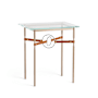 Hubbardton Forge Equus 22" Wide Glass Top Glass, Leather, and Metal Table Soft Gold / Sterling / Chestnut