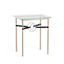 Hubbardton Forge Equus 22" Wide Glass Top Glass, Leather, and Metal Table Soft Gold / Sterling / Black