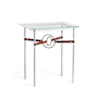 Hubbardton Forge Equus 22" Wide Glass Top Glass, Leather, and Metal Table Sterling / Bronze / British Brown