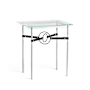 Hubbardton Forge Equus 22" Wide Glass Top Glass, Leather, and Metal Table Sterling / Bronze / Black