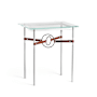 Hubbardton Forge Equus 22" Wide Glass Top Glass, Leather, and Metal Table Sterling / Dark Smoke / British Brown
