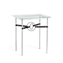 Hubbardton Forge Equus 22" Wide Glass Top Glass, Leather, and Metal Table Sterling / Dark Smoke / Black