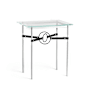Hubbardton Forge Equus 22" Wide Glass Top Glass, Leather, and Metal Table Sterling / Black / Black