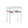 Hubbardton Forge Equus 22" Wide Glass Top Glass, Leather, and Metal Table Sterling / Natural Iron / British Brown
