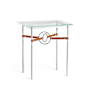 Hubbardton Forge Equus 22" Wide Glass Top Glass, Leather, and Metal Table Sterling / Natural Iron / Chestnut