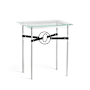 Hubbardton Forge Equus 22" Wide Glass Top Glass, Leather, and Metal Table Sterling / Natural Iron / Black