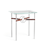 Hubbardton Forge Equus 22" Wide Glass Top Glass, Leather, and Metal Table Sterling / Vintage Platinum / British Brown