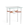 Hubbardton Forge Equus 22" Wide Glass Top Glass, Leather, and Metal Table Sterling / Vintage Platinum / Chestnut