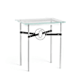 Hubbardton Forge Equus 22" Wide Glass Top Glass, Leather, and Metal Table Sterling / Vintage Platinum / Black
