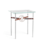 Hubbardton Forge Equus 22" Wide Glass Top Glass, Leather, and Metal Table Sterling / Soft Gold / British Brown