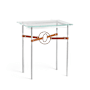 Hubbardton Forge Equus 22" Wide Glass Top Glass, Leather, and Metal Table Sterling / Soft Gold / Chestnut
