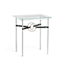 Hubbardton Forge Equus 22" Wide Glass Top Glass, Leather, and Metal Table Sterling / Soft Gold / Black