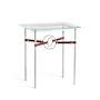 Hubbardton Forge Equus 22" Wide Glass Top Glass, Leather, and Metal Table Sterling / Sterling / British Brown