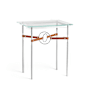 Hubbardton Forge Equus 22" Wide Glass Top Glass, Leather, and Metal Table Sterling / Sterling / Chestnut