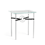Hubbardton Forge Equus 22" Wide Glass Top Glass, Leather, and Metal Table Sterling / Sterling / Black