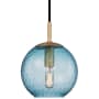 Hudson Valley Lighting Rousseau Single Light 6" Wide Mini Pendant Aged Brass / Blue