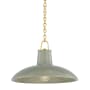 Hudson Valley Lighting Pottersville 18" Wide Pendant Aged Brass / Ceramic Moss Crackle