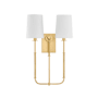 Hudson Valley Lighting Glenmont 2 Light 21" Tall Wall Sconce with Linen Shades Aged Brass