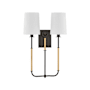 Hudson Valley Lighting Glenmont 2 Light 21" Tall Wall Sconce with Linen Shades Aged Brass / Distressed Bronze