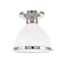 Hudson Valley Lighting Randolph Single Light 10" Wide Semi-Flush Ceiling Fixture Satin Nickel