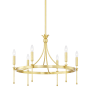 Hudson Valley Lighting Gates 6 Light 27" Wide Taper Candle Chandelier Aged Brass