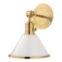 Hudson Valley Lighting Garden City 11" Tall Wall Sconce with Frosted Glass Shade Aged Brass