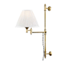 Hudson Valley Lighting Classic No.1 Single Light 29" Tall Swing Arm Plug-In Wall Lamp Aged Brass