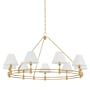 Hudson Valley Lighting Howard 9 Light 50" Wide Chandelier with Silk Shades Aged Brass