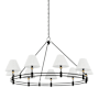 Hudson Valley Lighting Howard 9 Light 50" Wide Chandelier with Silk Shades Aged Brass / Distressed Bronze