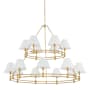 Hudson Valley Lighting Howard 15 Light 50" Wide Chandelier with Silk Shades Aged Brass