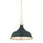 Hudson Valley Lighting Painted No. 1 3 Light 18" Wide Pendant Aged Brass / Soft Studio Green