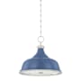 Hudson Valley Lighting Painted No. 1 3 Light 18" Wide Pendant Polished Nickel / Soft French Blue