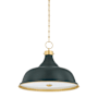 Hudson Valley Lighting Painted No. 1 4 Light 24" Wide Pendant Aged Brass / Soft Studio Green