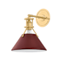 Hudson Valley Lighting Painted No. 2 12" Tall Wall Sconce Aged Brass / Soft Crimson