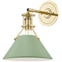 Hudson Valley Lighting Painted No. 2 12" Tall Wall Sconce Aged Brass / Leaf Green