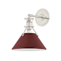 Hudson Valley Lighting Painted No. 2 12" Tall Wall Sconce Polished Nickel / Soft Crimson