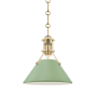 Hudson Valley Lighting Painted No. 2 10" Wide Mini Pendant Aged Brass / Leaf Green