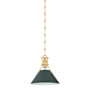 Hudson Valley Lighting Painted No. 2 10" Wide Mini Pendant Aged Brass / Soft Studio Green