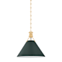 Hudson Valley Lighting Painted No. 2 16" Wide Pendant Aged Brass / Soft Studio Green