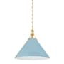Hudson Valley Lighting Painted No. 2 21" Wide Pendant Aged Brass / Blue Bird