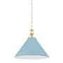 Hudson Valley Lighting Painted No. 2 21" Wide Pendant Aged Brass / Blue Bird