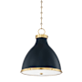Hudson Valley Lighting Painted No. 3 2 Light 16" Wide Pendant Aged Brass / Darkest Blue