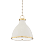 Hudson Valley Lighting Painted No. 3 2 Light 16" Wide Pendant Aged Brass / Off White