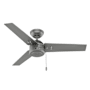 Hunter Cassius 44" 3 Blade Indoor / Outdoor Ceiling Fan with Pull Chain Included Matte Silver