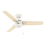 Hunter Cassius 44" 3 Blade Indoor / Outdoor Ceiling Fan with Pull Chain Included Fresh White
