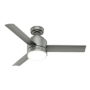 Hunter Gilmour 44" 3 Blade Indoor / Outdoor LED SureSpeed Ceiling Fan with White Glass Shade Matte Silver