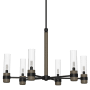 Hunter River Mill 6 Light 30" Wide Chandelier with Clear Seeded Glass Shades Rustic Iron