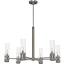 Hunter River Mill 6 Light 30" Wide Chandelier with Clear Seeded Glass Shades Brushed Nickel