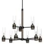 Hunter River Mill 9 Light 30" Wide Chandelier with Clear Seeded Glass Shades Rustic Iron